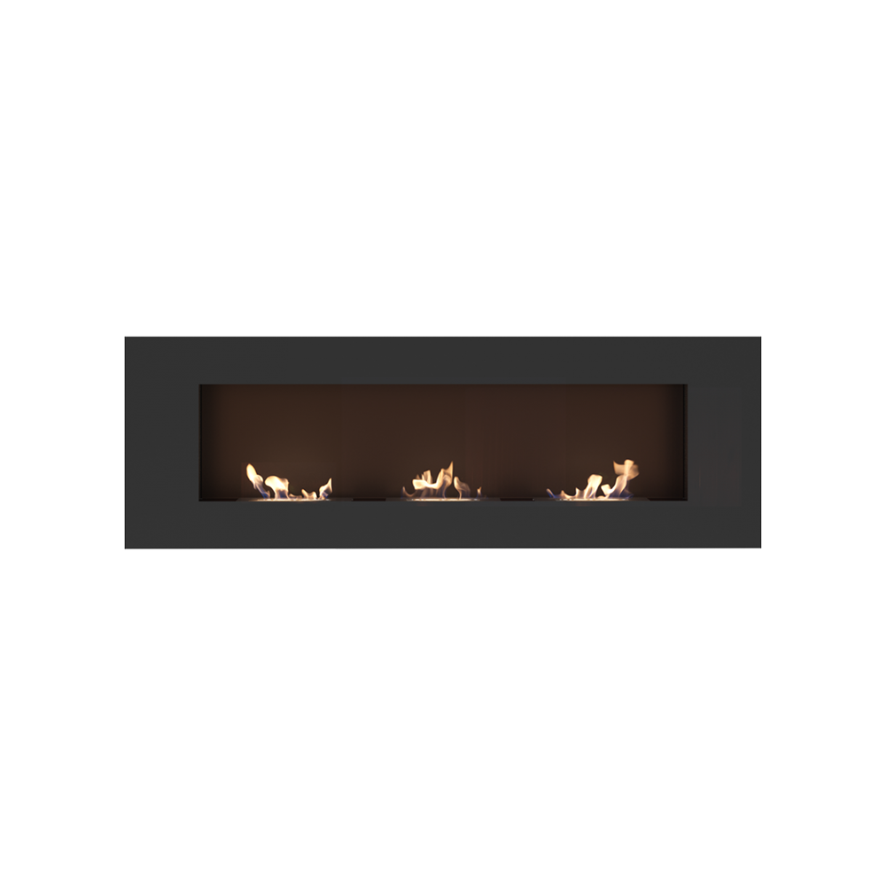 Cheminée Bioéthanol 90 Cm Noir Mat - Fausse Cheminée Décorative Avec Verre Certifié TUV, Brûleur 6 Flammes